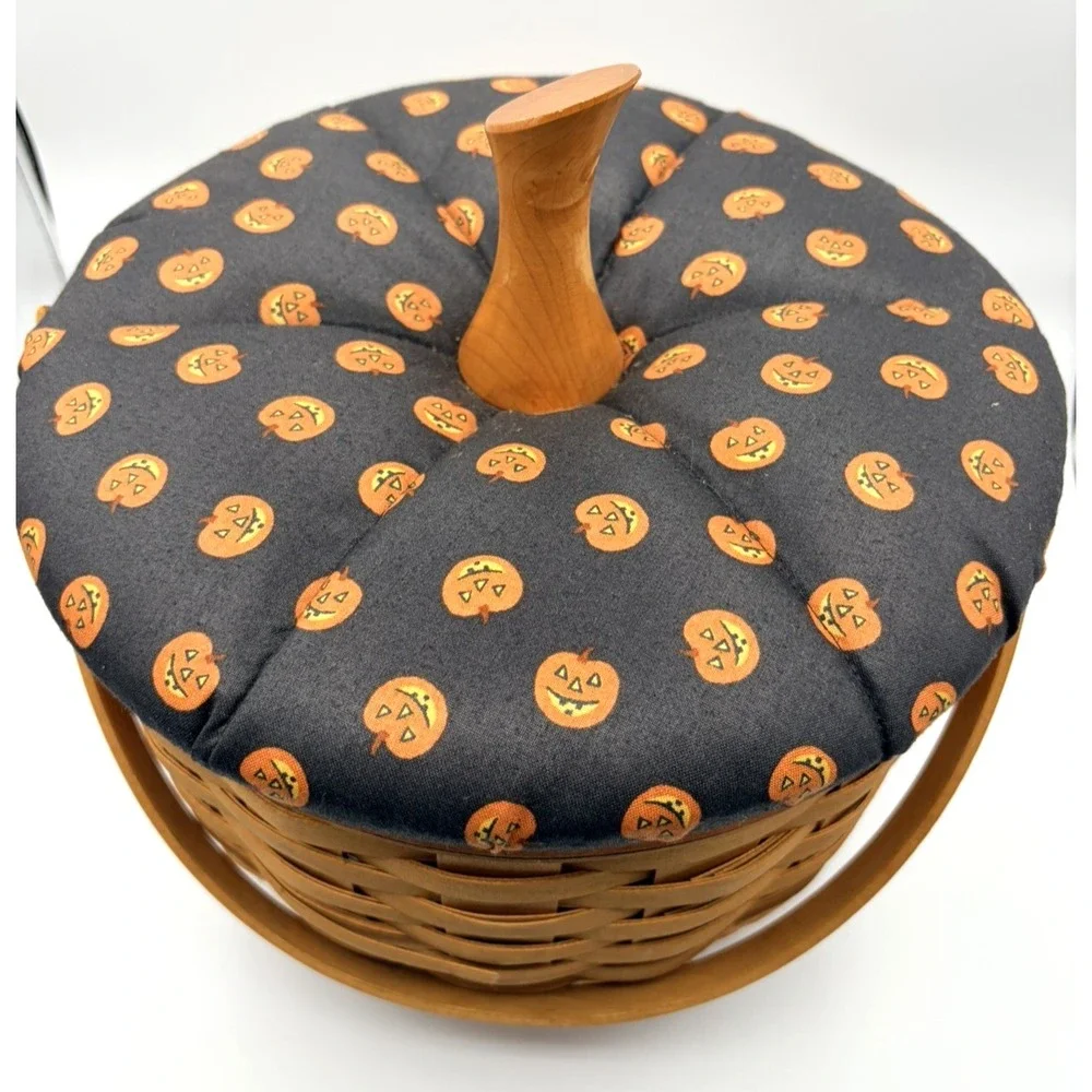Longaberger Halloween Basket Orange Trim Large W fabric lid and protecter 1997